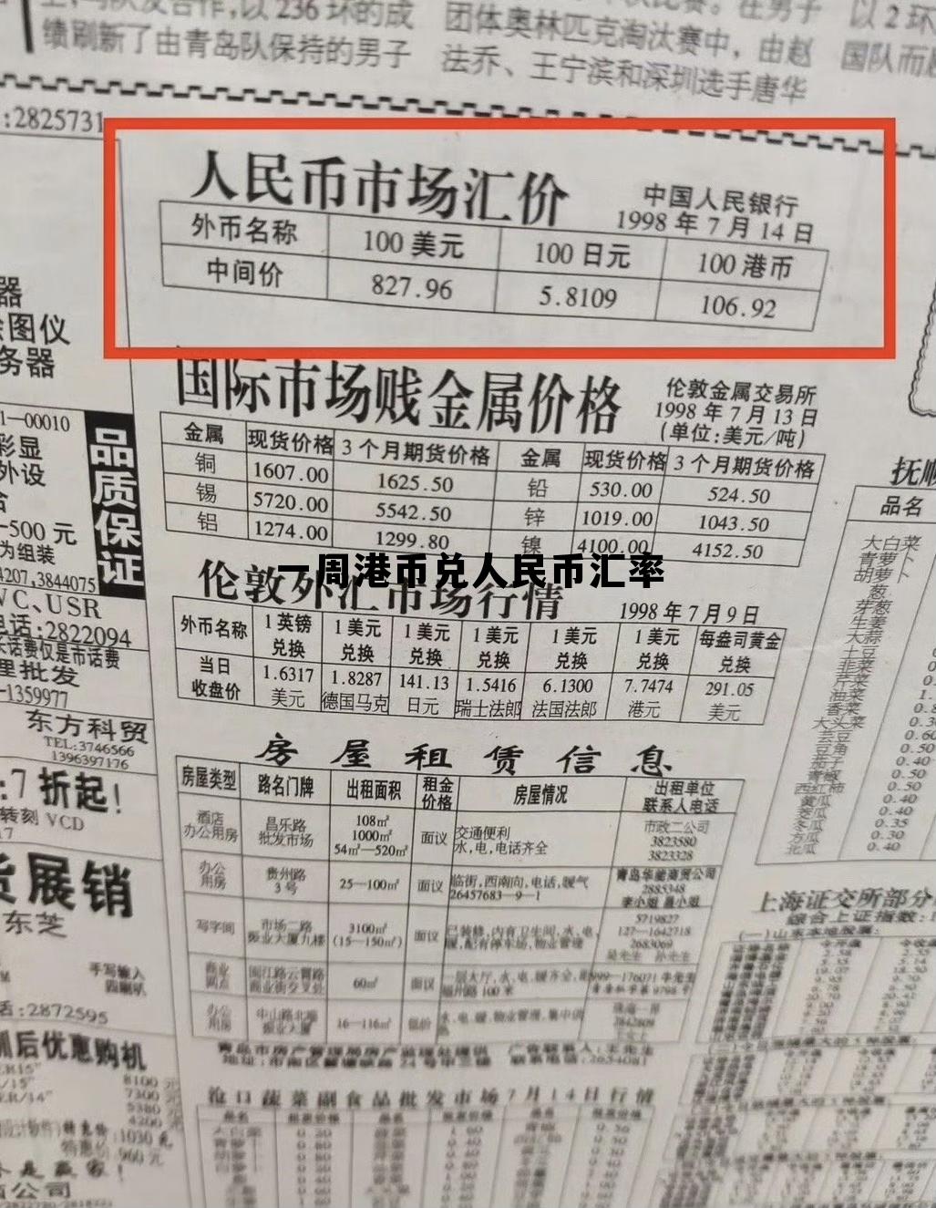 一周港币兑人民币汇率(近一周港币兑人民币汇率)
